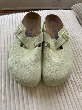 Birkenstock Boston Soft Footbed - Suede Faded Lime EU 39